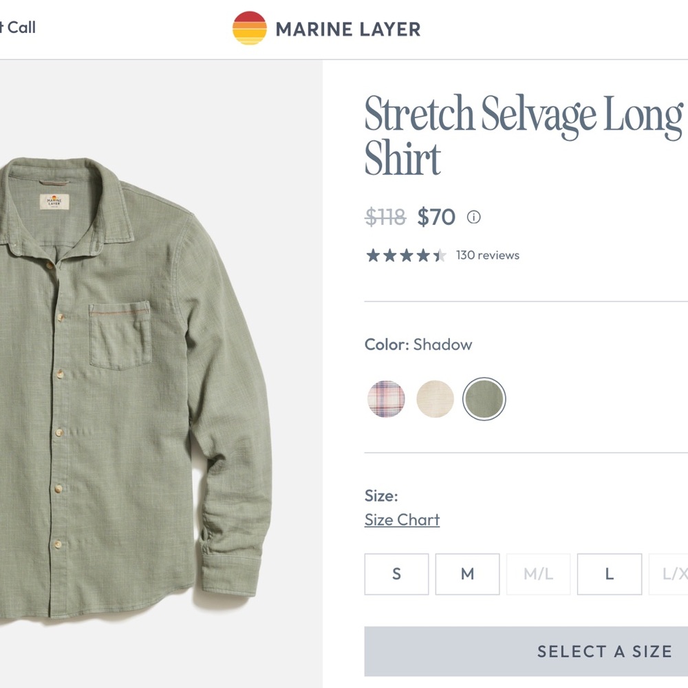 Marine Layer Classic Stretch Selvage Shirt - Picture 8 of 8